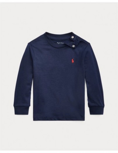 RALPH LAUREN T-SHIRT MET LANGE MOUWEN BLAUW