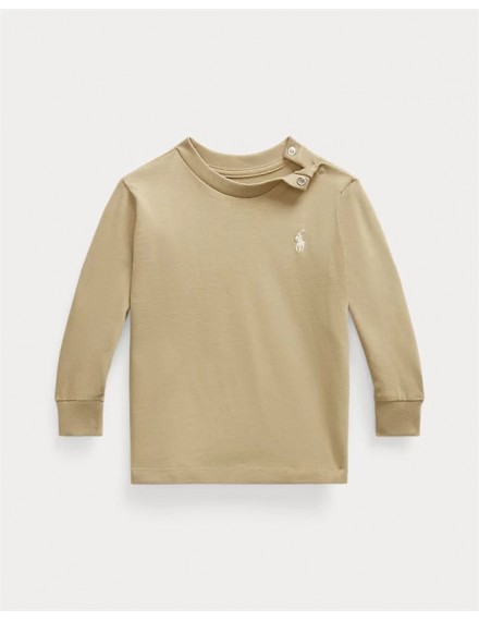 RALPH LAUREN T-SHIRT MET LANGE MOUWEN BEIGE