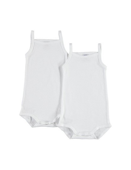 BODY BRETELLEN MEISJE 6M WIT 2ST PETIT BATEAU