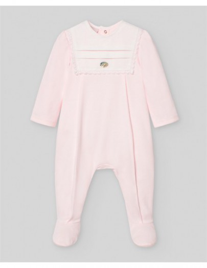 PAZ RODRIGUEZ NEWBORN ROMPER PINK/WHITE