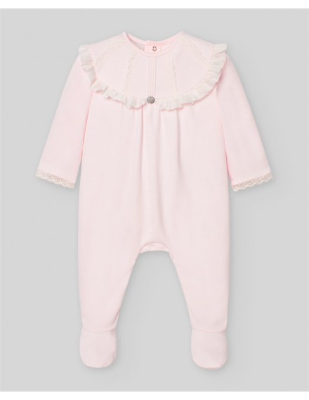 PAZ RODRIGUEZ NEWBORN ROMPER PINK/CREAM