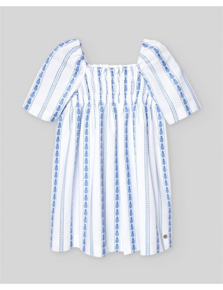 PAZ RODRIGUEZ WOVEN INFANT DRESS BLUE/WHITE