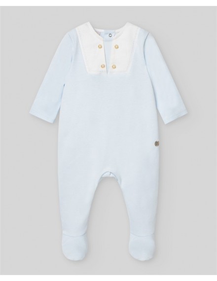 PAZ RODRIGUEZ NEWBORN ROMPER BLUE/WHITE