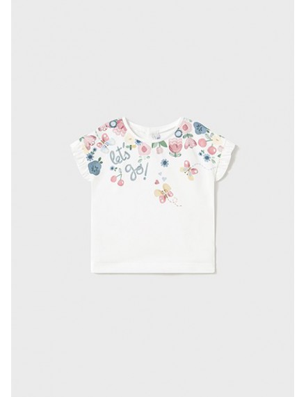 MAYORAL T-SHIRT WHITE PRINTED FLOWERS