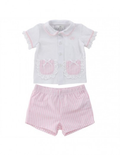 NATINI PYJAMA STRIPES WHITE-PINK