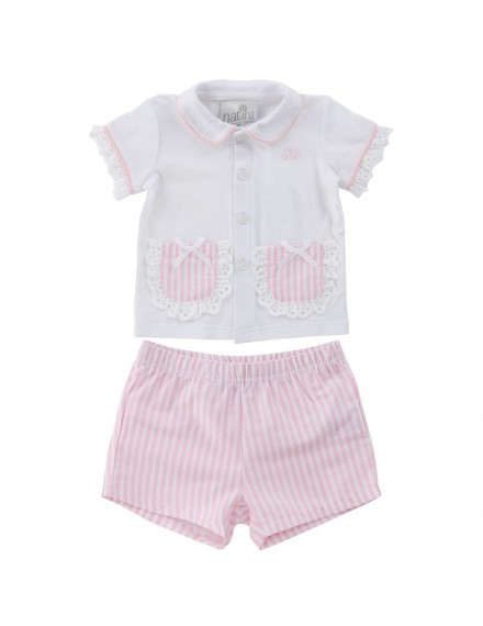 NATINI PYJAMA STRIPES WHITE-PINK