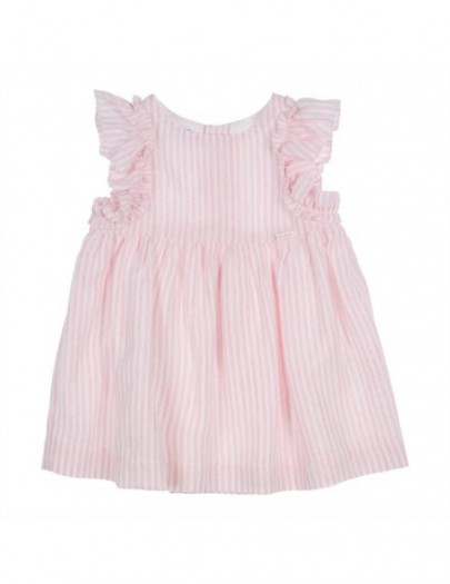 GYMP DRESS PINAFORE FRIDA OLD ROSE/OFF WHITE