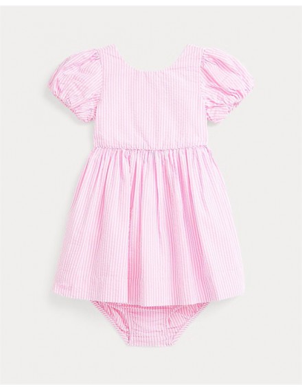 RALPH LAUREN DRESS PINK/ WHITE STRIPES