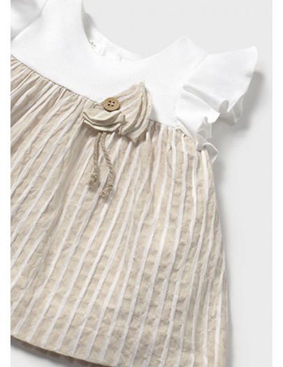 MAYORAL DRESS RAIZ WHITE/BEIGE STRIPES