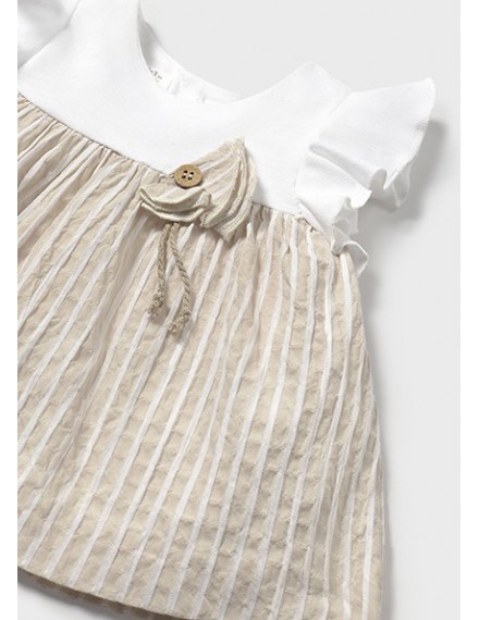 MAYORAL DRESS RAIZ WHITE/BEIGE STRIPES