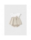 MAYORAL DRESS RAIZ WHITE/BEIGE STRIPES