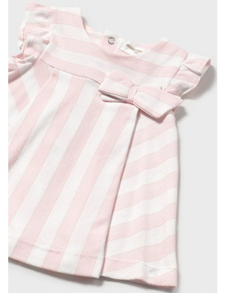 MAYORAL DRESS PINK/WHITE STRIPES