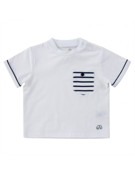 NATINI T-SHIRT POCKET STRIPES WHITE/NAVY