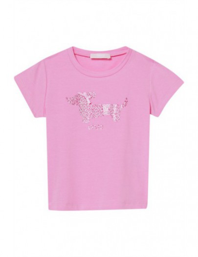 LIU JO T-SHIRT DOG FUNNY PINK