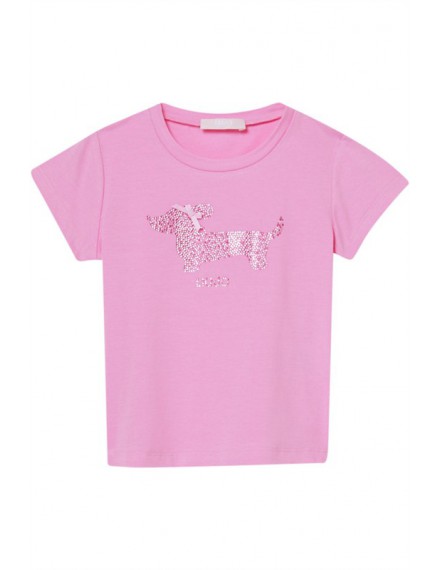 LIU JO T-SHIRT DOG FUNNY PINK