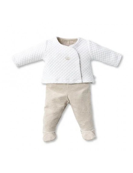 FIRST OSLO SET CROSSED TOP WITH PANTS BEIGE