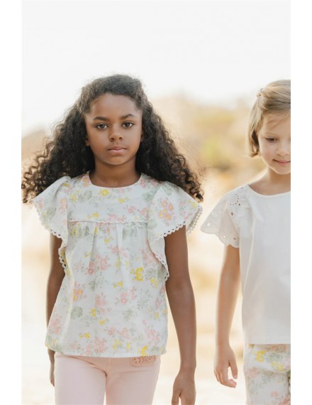 TARTINE ET CHOCOLAT BLOUSE ECRU FLOWERS