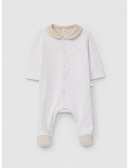 LARANJINHA ROMPER WHITE BEIGE STRIPES