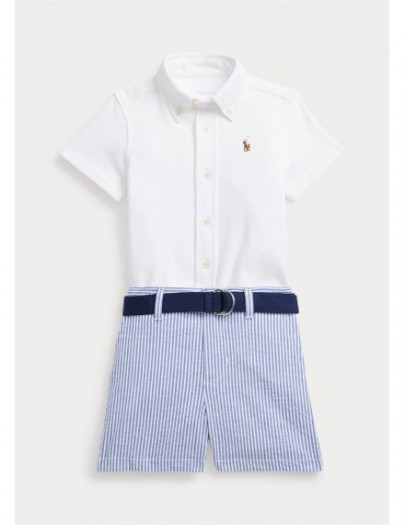 RALPH LAUREN HEMD MET SHORT GESTREEPT EN RIEM