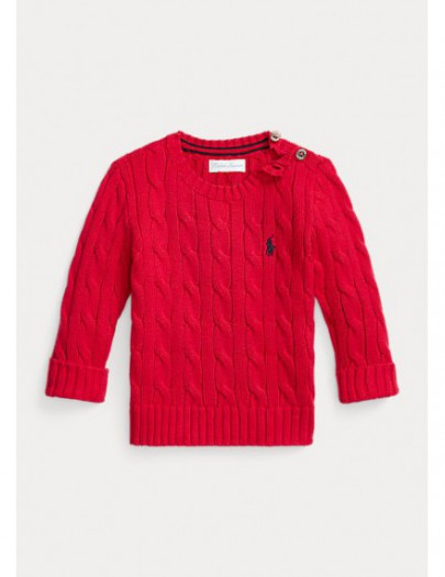 RALPH LAUREN KABEL TRUI ROOD