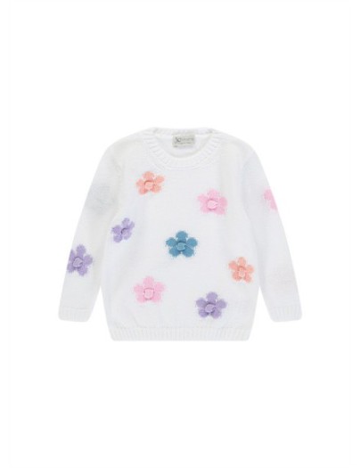 JO MILANO SWEATER FLOWERS WHITE