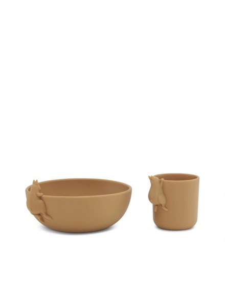 KONGES SLOJD SET BOWL AND CUP BUNNY ALMOND