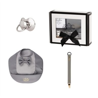 BJALLRA PACIFIER GIFT SET GREY BOW - GRIJS