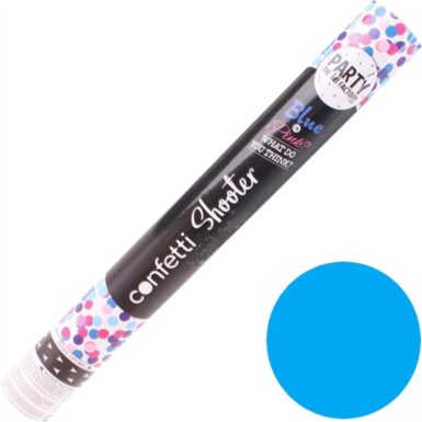 CONFETTI SHOOTER GENDER REVEAL BLAUW 40CM