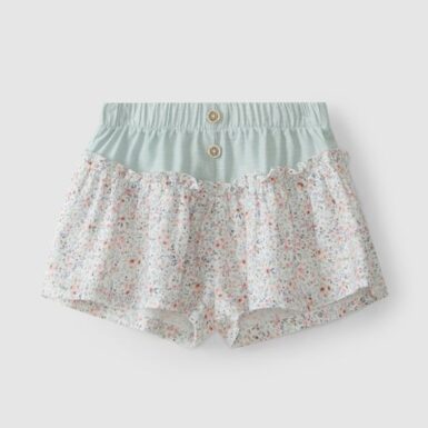 LARANJINHA SHORT PINK/ GREEN FLOWERS - GROEN