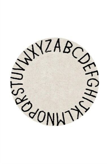 LORENA CANALS MACHINEWASBAAR TAPIJT ROUND ABC NATURAL-NEGRO 150CM - BEIGE