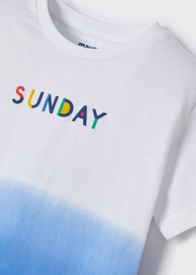 MAYORAL T-SHIRT WIT/ BLAUW SUNDAY