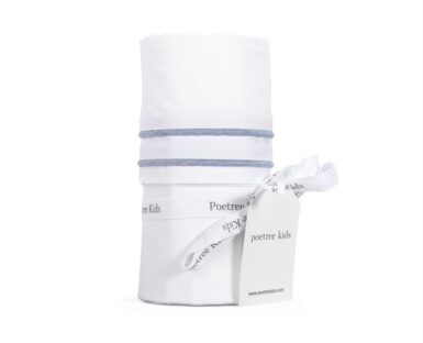 POETREE CHEVRON DENIM BLUE WIEGLAKEN 80X100 - WIT