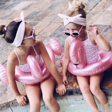 SWIM ESSENTIALS ZWEMBAND SPLITRING FLAMINGO 55 CM - ROZE