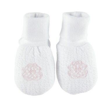 THEOPHILE EN PATACHOU BABYSLOFJES JERSEY GEWAFELD WIT/ ROZE