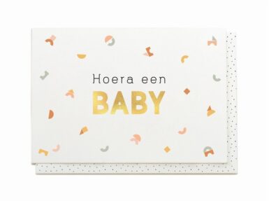 WENSKAART HOERA EEN BABY - WIT