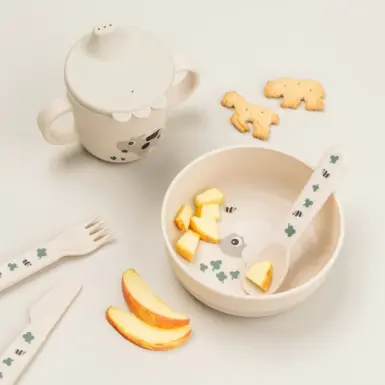 DONE BY DEER FOODIE BOWL TINY FARM SAND - BEIGE