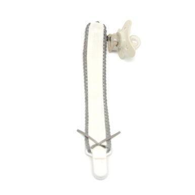 LIVING NATURE FOPSPEENKETTING MET KANTJE WIT/GRIJS