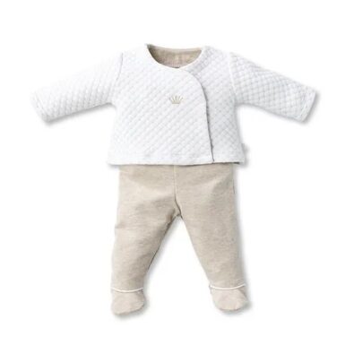 FIRST OSLO SET CROSSED TOP WITH PANTS BEIGE