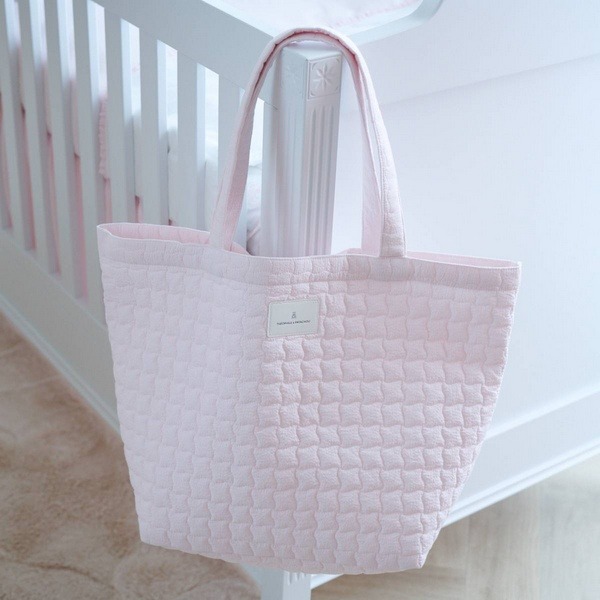 THEOPHILE & PATACHOU PINK GARDEN PARTY TOTE BAG GEWATTEERD - ROZE