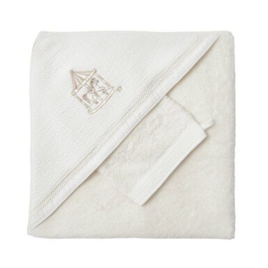 THEOPHILE& PATACHOU CARROUSEL KAPHANDDOEK MET WASHANDJE - WIT