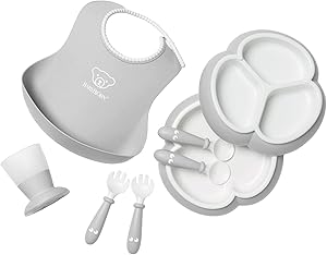 BABY BJORN DINNERWARE SET 8 DELIG - GRIJS