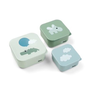 DONE BY DEER SNACK BOX SET 3 ST HAPPY CLOUDS - GREEN - GROEN