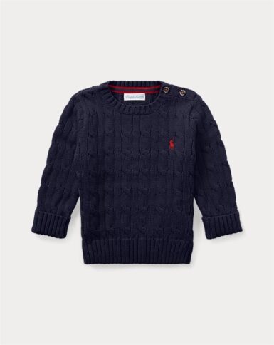 RALPH LAUREN KABEL TRUI NAVY - BLAUW