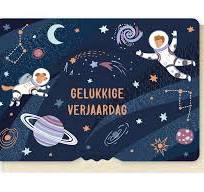 WENSKAART SPACE- FIJNE VERJAARDAG ENFANT TERRIBLE - BLAUW