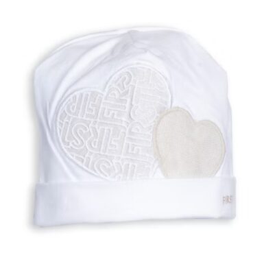 FIRST BABYMUTSJE HARTJE WIT/BEIGE