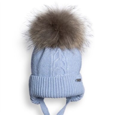 FIRST GEBREIDE MUTS MET 1 PONPON AZURRO - BLAUW