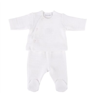 THEOPHILE & PATACHOU BLOES JERSEY GEWAFELD+ BROEK WIT