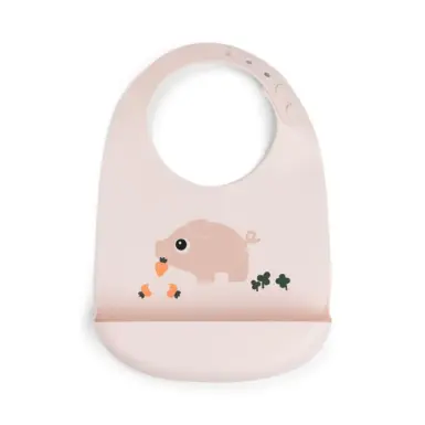 DONE BY DEER SILICONE BIB PIGEE POWDER - ROZE