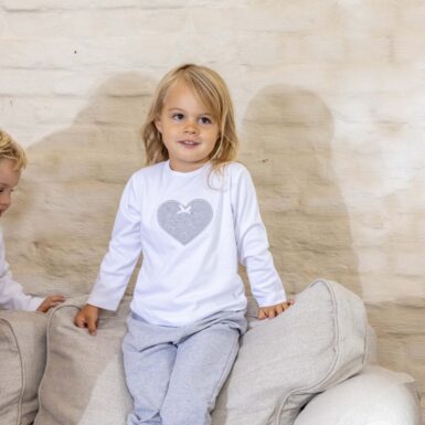 LIVING NATURE PYJAMA COLETTE - WIT/GRIJS