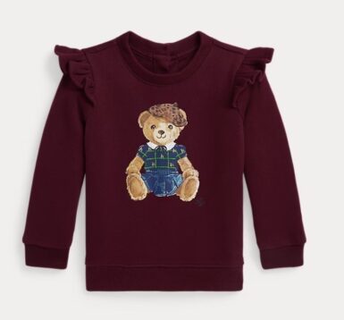 RALPH LAUREN BEAR SWEATER MET RUCHES BURGUNDY
